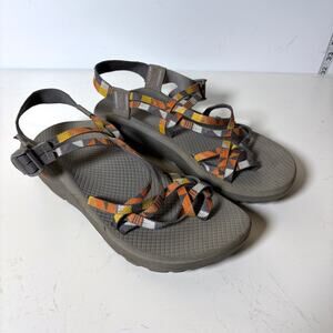 Chaco Z/Cloud X Sports Sandals Womens 9 Orange Gray Geometric Outdoor
